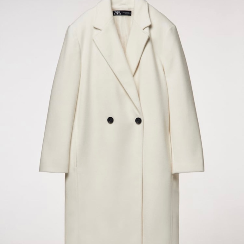 Double breasted Zara white coat